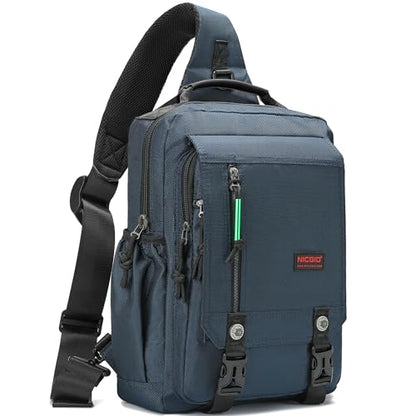 NICGID Sling Bags Chest Shoulder Backpacks, Laptop Backpack Crossbody Messenger Bag Travel Outdoor Men Women - color: Blue, size: 14.1 inch
