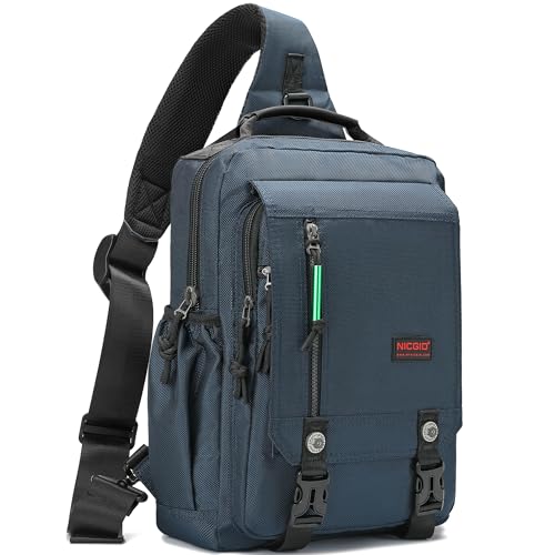 NICGID Sling Bags Chest Shoulder Backpacks, Laptop Backpack Crossbody Messenger Bag Travel Outdoor Men Women - color: Blue, size: 14.1 inch