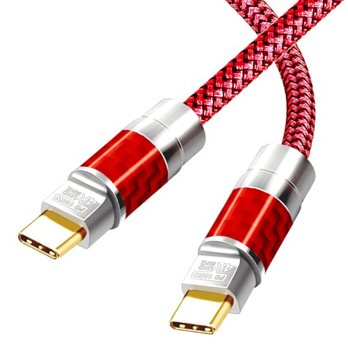 Type C to C 20FT Cable,4K@60Hz 100W Fast Charging - Carbon Fiber Braided, High-Speed Data Transfer for Xreal MacBook Pro iPad Pro iPhone 15 Pro Galaxy S22 Portable Monitor Red - size: 20FT