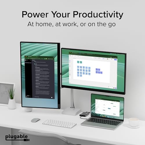 Plugable USB C to HDMI Adapter, Dual Monitor 4K 60Hz for Apple Mac M1/M2/M3/M4/M5/Neo, DisplayLink Multiple Displays for Thunderbolt MacBook or iMac, Driver Required (USBC-6950M)