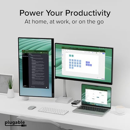 Plugable USB C to HDMI Adapter, Dual Monitor 4K 60Hz for Apple Mac M1/M2/M3/M4/M5/Neo, DisplayLink Multiple Displays for Thunderbolt MacBook or iMac, Driver Required (USBC-6950M)