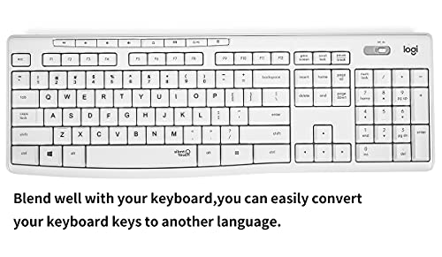 (2PCS Pack) English Keyboard Stickers, Universal Keyboard Replacement Letters English White Background with Black Lettering for Laptops Computer, Matte Keyboard Alphabet Stickers -White - color: English-White