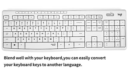 (2PCS Pack) English Keyboard Stickers, Universal Keyboard Replacement Letters English White Background with Black Lettering for Laptops Computer, Matte Keyboard Alphabet Stickers -White - color: English-White