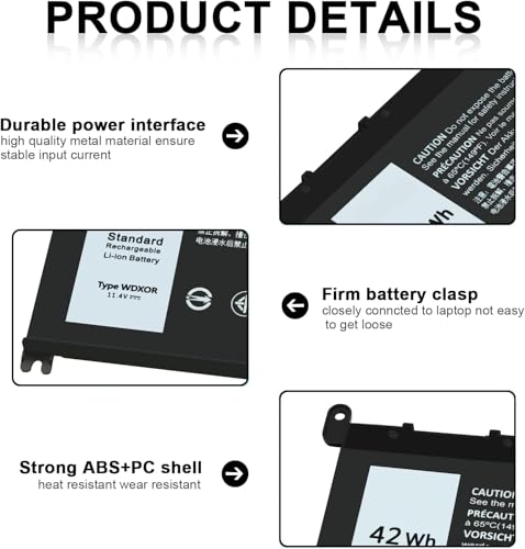 TSKYBEAR WDX0R Laptop Battery Compatible with Dell Inspiron 15 5000 5567 5570 5565 5568 5578 7000 7560 7570 7573 7569 7579 13 5368 5378 7378 17 5765 5767 5770 Series Notebook Battery 3CRH3 T2JX4 - size: WDX0R