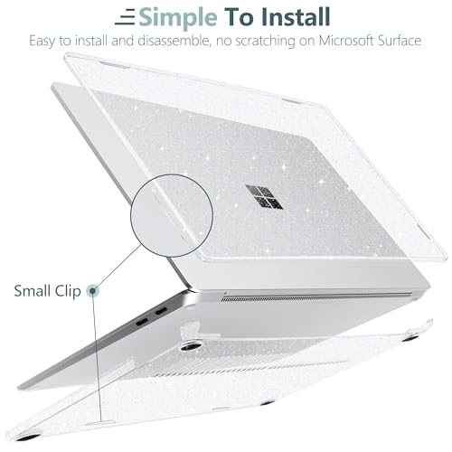 Batianda Glitter Case for Surface Laptop 13 inch 2025 2026, Starry Clear | Fits Model 2095, Subtle Glitter Mist Finish, Lightweight Hard Shell with Scratch-Resistant Protection, Easy Installation - color: Bling clear