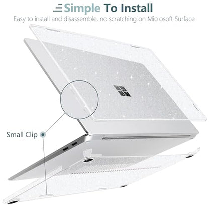 Batianda Glitter Case for Surface Laptop 13 inch 2025 2026, Starry Clear | Fits Model 2095, Subtle Glitter Mist Finish, Lightweight Hard Shell with Scratch-Resistant Protection, Easy Installation - color: Bling clear