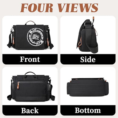 FSD.WG Satchel Messenger Bag for Men Canvas,Travel Shoulder bag 13.5" Laptop Bags - color: Black