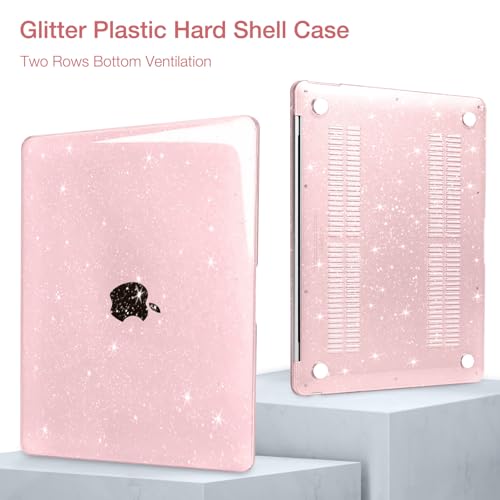 MOSISO Compatible with MacBook Air 13 inch Case M5 M4 M3 M2 2026-2022 | 4 in 1 Kit Bling Sparkly Hard Shell for MacBook Air 13.6 inch Case, Glitter Cover, A3449 A3240 A3113 A2681, Baby Pink - color: Baby Pink