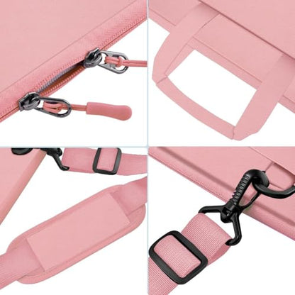 Hseok Laptop Shoulder Bag 17-17.3 inch Case, Durable Shockproof Protective Briefcase with Multi-Pockets Compatible with Lenovo Most 17-17.3 inch HP Acer Dell ASUS MSI Notebooks,Pink - color: Pink, size: 17-17.3"