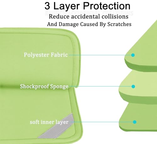 Laptop Sleeve 15.6 inch, Shockproof Protective Computer Carrying Cover with Front Pocket, Briefcase Handbags Laptop Case for 15.6 inch HP, Dell, Acer, Asus, Notebook, Light Green - color: Light Green, size: 15.6 inch