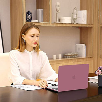MOSISO Compatible with MacBook Air 13 inch Case M1 2021 2020 2019 2018 Release A2337 A2179 A1932 Touch ID, Plastic Hard Shell Cover&Keyboard Cover for MacBook Air 13.3 inch Case M1, Tea Petal Pink - color: Tea Petal Pink