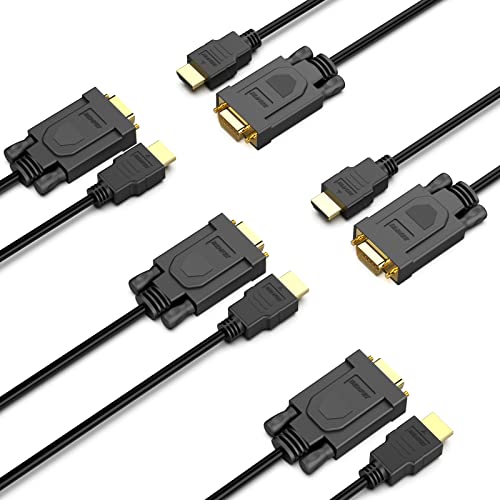 BENFEI 5 Pack HDMI to VGA 6 Feet Cable, Uni-Directional HDMI (Source) to VGA (Display) Cable (Male to Male) Compatible for Computer, Desktop, Laptop, PC, Monitor, Projector, HDTV, Raspberry Pi, Roku - size: 6 Feet, style: 5 PACK