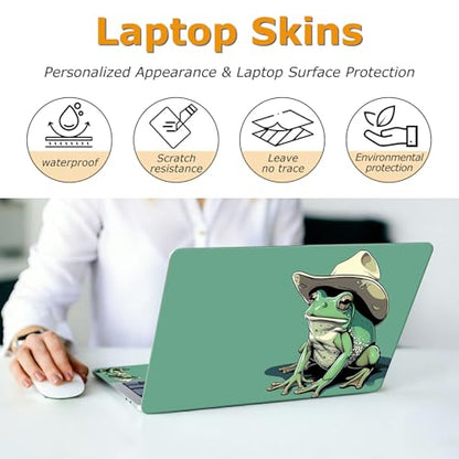 Universal Laptop Skin Sticker with 2 Wrist Pad Decals, 3-Piece Removable Vinyl Laptop Cover, Green Frog Waterproof Anti-Scratch, Easy-Trim Fit for 13.3" 14" 15.6" Laptops - color: Green Frog