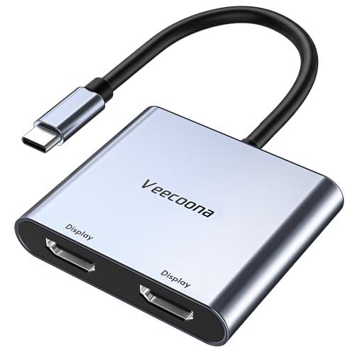 USB C to Dual HDMI Adapter | 4K@60Hz HDMI Splitter Extended Display for Dual Monitors,Type C Converter for Windows/macOS,Windows Allows 3 Separate Screens,MST Mode (Extended displays) Only for Win OS]