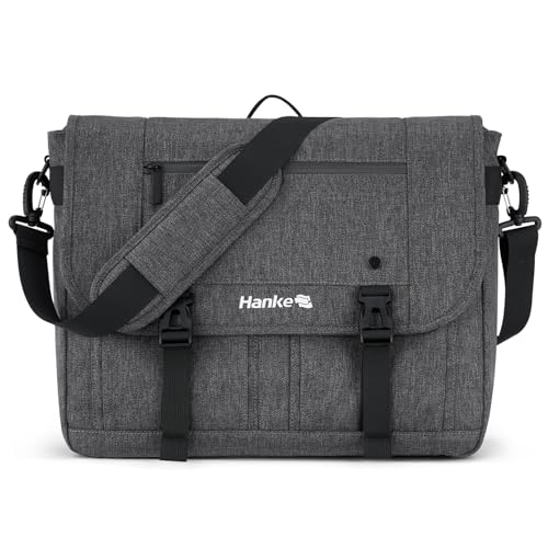Hanke 15.6 Inch Laptop Messenger Bag for Men & Women, Large Crossbody Satchel Work Bag - color: Dark Grey