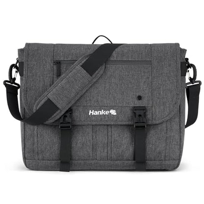 Hanke 15.6 Inch Laptop Messenger Bag for Men & Women, Large Crossbody Satchel Work Bag - color: Dark Grey