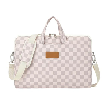 canvaslife Water Neutral Checker Pattern Resistant Laptop Shoulder Messenger Bag for Pro 16 inch and 15.6 inch-16 inch Laptop - color: Neutral Checker, size: 15 inch/15.6 inch