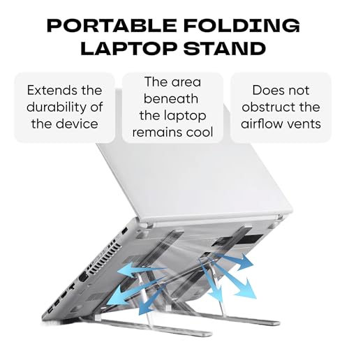 Laptop Stand Adjustable – 7-Level Foldable Aluminum Riser, Portable Laptop Holder for Desk, Compatible with 9-15.6 Inch Laptops, Ergonomic & Sturdy