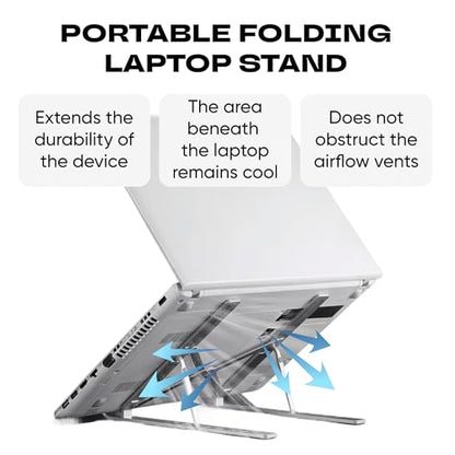 Laptop Stand Adjustable – 7-Level Foldable Aluminum Riser, Portable Laptop Holder for Desk, Compatible with 9-15.6 Inch Laptops, Ergonomic & Sturdy