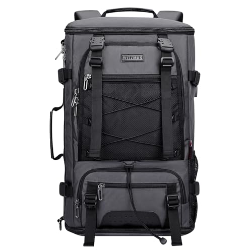WITZMAN Travel Backpack for Men Convertible Large Carry on Bag | Large Nylon Laptop Backpack Fits 17 Inch, Airline Approved, Shoe Compartment, For Weekend Trips, Daily, B689 Silvery Grey