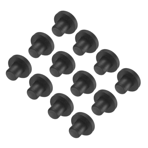 uxcell High Temp Silicone Plug Mount Dia 8mm/0.31 inch t Shaped Rubber Stopper Hole Plugs for Powder Coating Plating Waterproof Plugs Sealing Plugs Black Pack of 12(OD 15mm) - size: 8x15mm
