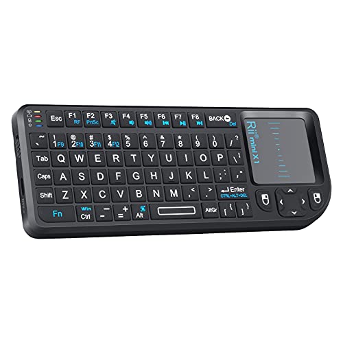 Rii 2.4G Mini Wireless Keyboard with Touchpad Mouse,Lightweight Portable Controller with USB Receiver Remote Control for Windows/Mac/Android/PC/Tablets/TV/Xbox/ PS3. X1-Black