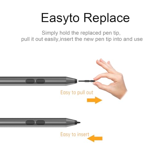 Stylus Pen for HP Omnibook/Envy/Spectre/Pavilion x360, 1024 Pressure | MPP 1.51 Stylus Pen with Palm Rejection, 2500H Battery Digital Pen with Eraser for Drawing/Note-Taking, AAAA Battery Included - color: Grey