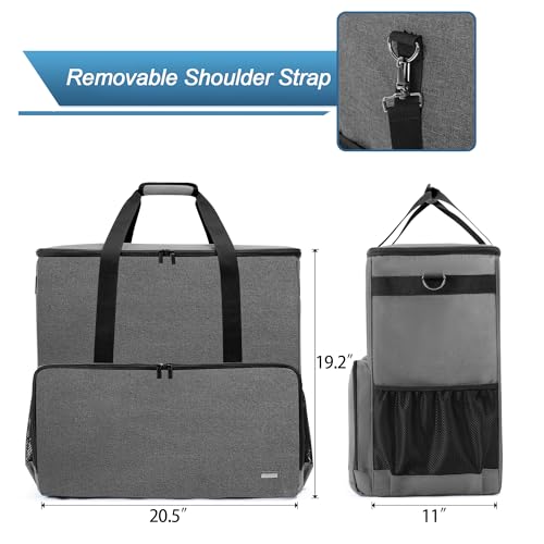 CURMIO PC Carrying Case, Desktop Travel Bag for Full Computer Tower, Gray | Computer Desktop Tower Case with Shoulder Straps Fit ATX/M-ATX Motherboards, Keyboard, Mouse, Cables & Earphones - color: Grey