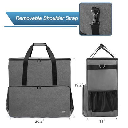 CURMIO PC Carrying Case, Desktop Travel Bag for Full Computer Tower, Gray | Computer Desktop Tower Case with Shoulder Straps Fit ATX/M-ATX Motherboards, Keyboard, Mouse, Cables & Earphones - color: Grey