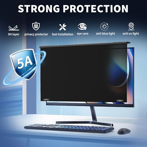 Magnetic 32 Inch Computer Privacy Screen for 16:9 Widescreen Monitor, Removable Hanging Anti-Blue Light Computer Screen Privacy Panel, Anti-UV Magnetic Attachment Monitor Privacy Screen