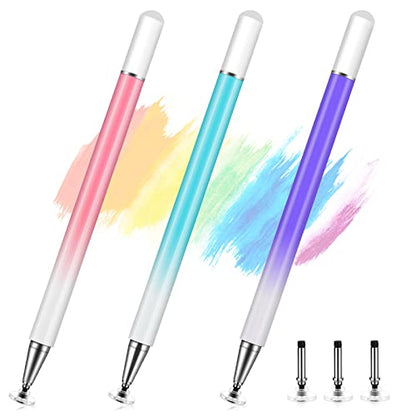Stylus Pens for Touch Screens, 3 Pack Disc Universal Stylus Pen for iPad pro/Mini/Air/iPhone/Android/Microsoft Tablets and All Capacitive Touch Screens - color: Multicolour