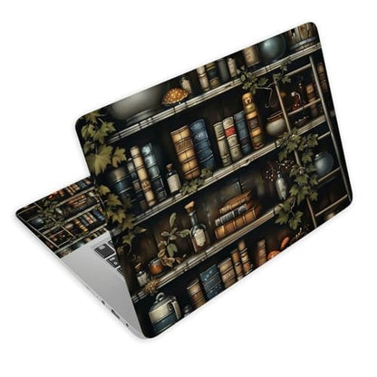 Universal Laptop Skin Decal, 3-Piece Vinyl Protector for 12 13 14 15.6" Notebook, Waterproof Anti-Scratch, Easy Trim & Bubble-Free Finish, Bookshelf Filled with Various Books - color: Bookshelf Filled with Various Books