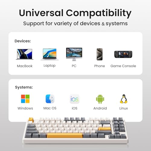 Kisnt KN85 Wireless Mechanical Keyboard, 75% Layout, Bluetooth/2.4GHz/USB-C, Custom RGB Backlit, Hot-Swappable Linear Switch, Creamy Sound for Gaming/Typing (Retro Beige) - color: Retro Beige