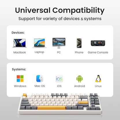 Kisnt KN85 Wireless Mechanical Keyboard, 75% Layout, Bluetooth/2.4GHz/USB-C, Custom RGB Backlit, Hot-Swappable Linear Switch, Creamy Sound for Gaming/Typing (Retro Beige) - color: Retro Beige