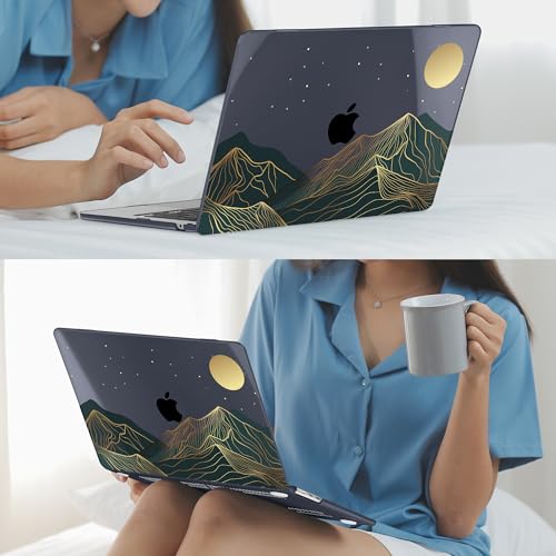 Mektron for 2026/2025/2024/2023 MacBook Air 15 INCH M5 A3448 /M4 A3241 /M3 A3114 /M2 A2941 Case, Printed Plastic Hard Shell Cover with 15.3" Liquid Retina Display Touch ID, Abstract Mountain C112 - color: Abstract Mountain C112