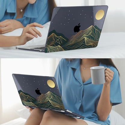 Mektron for 2026/2025/2024/2023 MacBook Air 15 INCH M5 A3448 /M4 A3241 /M3 A3114 /M2 A2941 Case, Printed Plastic Hard Shell Cover with 15.3" Liquid Retina Display Touch ID, Abstract Mountain C112 - color: Abstract Mountain C112