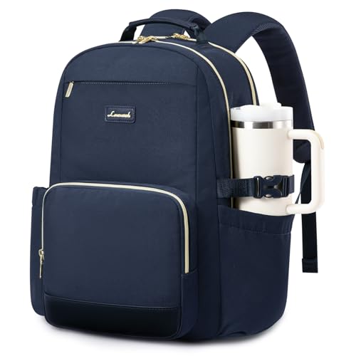LOVEVOOK Laptop Backpack for Women with Pouch Pocket for Large Capacity Cup,15.6 Inch Laptop Computer Bag Travel Backpack Purse,Waterproof Work Business Backpack College Teacher Bags,Dark Blue - color: Dark Blue, size: 15.6 Inch