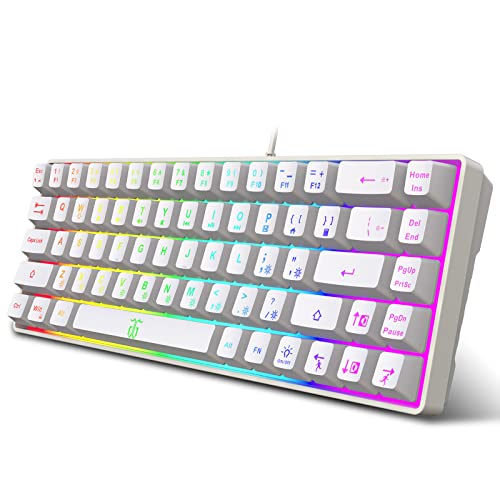 Snpurdiri 60% Percent Gaming Keyboard, Compact RGB Backlit Ergonomic Small Mini Keyboard for Windows, PC, Laptop, Gaming (68 Keys, White) - color: White