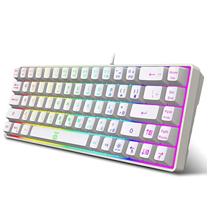 Snpurdiri 60% Percent Gaming Keyboard, Compact RGB Backlit Ergonomic Small Mini Keyboard for Windows, PC, Laptop, Gaming (68 Keys, White) - color: White