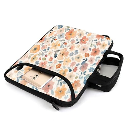 AMARY 15.4" 15.6" laptop sleeve adjustable shoulder strap with handle accessory pocket for men women (flowers) - color: Flowers