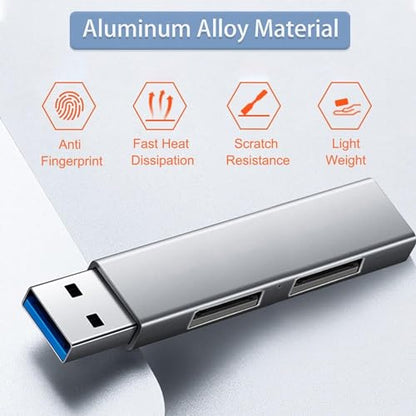 USB 3.0 Hub, VIENON Aluminium 3-Port USB Hub USB Splitter USB Expander for Laptop, Xbox, Flash Drive, HDD, Console, Printer, Camera,Keyborad, Mouse (Grey) - color: Grey