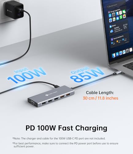 NOVOO 12-in-1 Docking Station Dual Monitor, USB C Hub with HDMI 4K, VGA | Laptop Docing Station with USB 10Gbps, SD/TF, 100W PD, Multiport Adapter Compatible with MacBook Dell HP Surface - style: 12-in-1