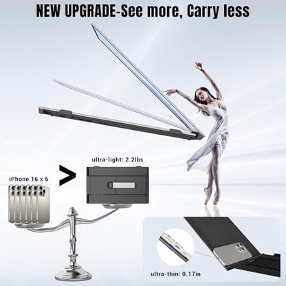 Laptop Screen Extender 0.17" Ultra-Thin, 14" 1080P FHD IPS Portable Monitor, Triple Screen Laptop Monitor Extender for 13"-17" Laptops, Plug & Play for Windows/Mac/Android/Chrome/PS5