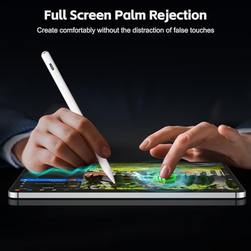 Stylus Pen for iPad 2026-2018 with 13mins Fast Charge,Tilt Sensitivity Palm Rejection Pencil for 11th (A16)/10/9/8/7/6 Gen, iPad Pro 11"/12.9"/M4/M5, iPad Air 3/4/5/M2/M3/M4, Mini 7/6/5 - color: white