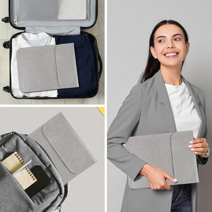 Allinside 15-16 inch Laptop Sleeve Case Compatible with MacBook Pro 16 2021-2026/MacBook Pro 15 2016–2019, Waterproof PU Leather Laptop Sleeve Bag Protective Vertical Case Cover, Gray - color: Gray, size: 15.6 in for Macbook Pro15/Pro 16