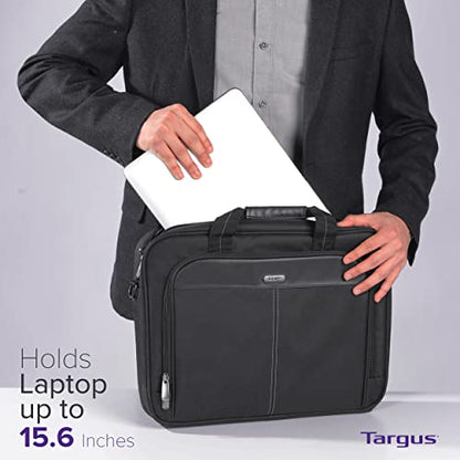 Targus 15-16 Inch Slim Lightweight Laptop Briefcase, Black - Messenger and Shoulder Bag with Padded Compartment and Trolley Strap for 16" Laptops (TCT027US) (Pack of 5) - color: Black, size: 16 inch (Pack of 5)