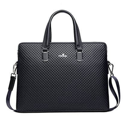 FSD.WG]Business Bag Leather Briefcase Shoulder Laptop Business Bag for Men - color: Black