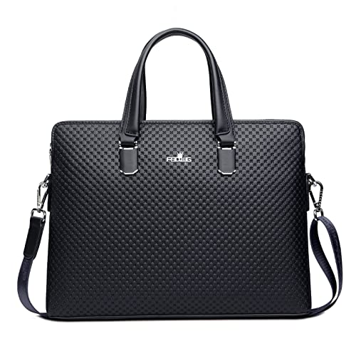 FSD.WG]Business Bag Leather Briefcase Shoulder Laptop Business Bag for Men - color: Black