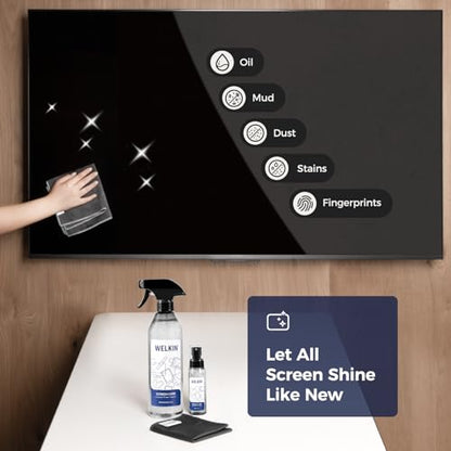 WELKIN Screen Cleaner Spray Kit (550ml + 60ml) - Cleaning Gel for TV, Laptop, Computer, Phone Touchscreen -2 Sprayers，1 Microfiber Cloth & 1 Glass Wipe - size: Gel Kit