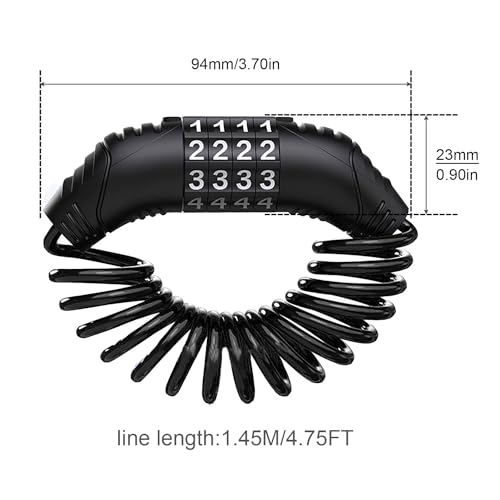 Windance 2pcs Motorcycle Helmet Lock Cable, Anti-Theft Retractable Luggage Lock with 4 Digit Password Combination Security Lock (Black 2pcs) - color: Black 2pcs